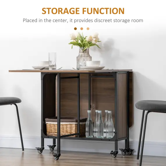 Buy Six-Person Drop Leaf Dining Table - Brown/Black, 6 image