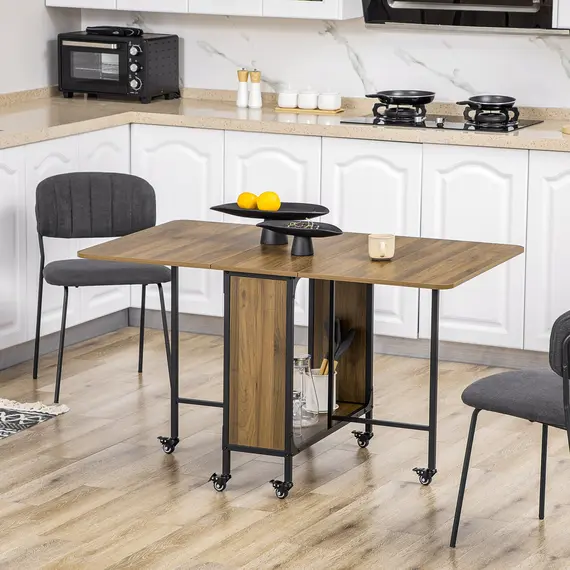 Buy Six-Person Drop Leaf Dining Table - Brown/Black, 2 image