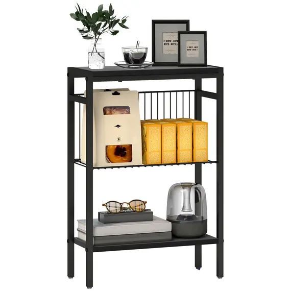 Buy Three Shelf Industrial Side Table, Black