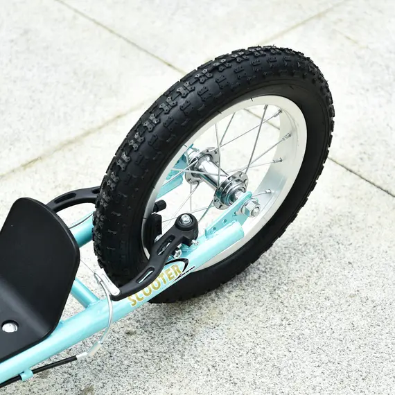 Buy Teen Kids Stunt Scooter w/ Adjustable Handlebar, 12 Inch Rubber Tyres, Dual Brakes, Blue, 9 image