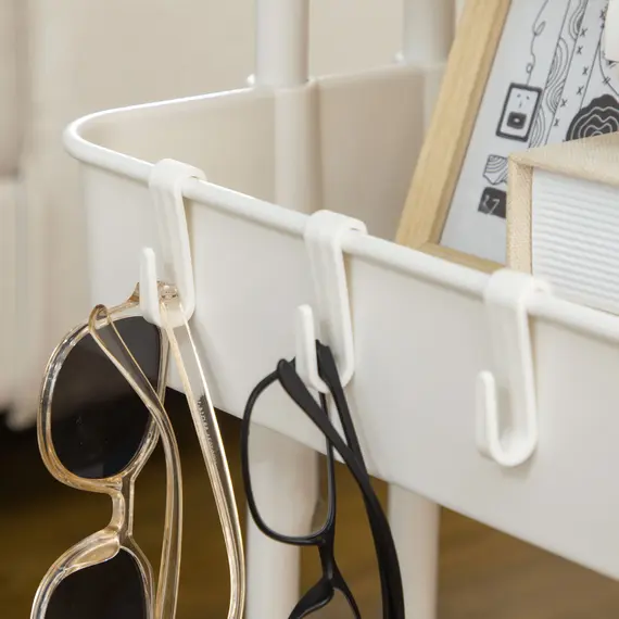 Buy Three-Tier Home Trolley, with Handle and Wheels - White, 8 image