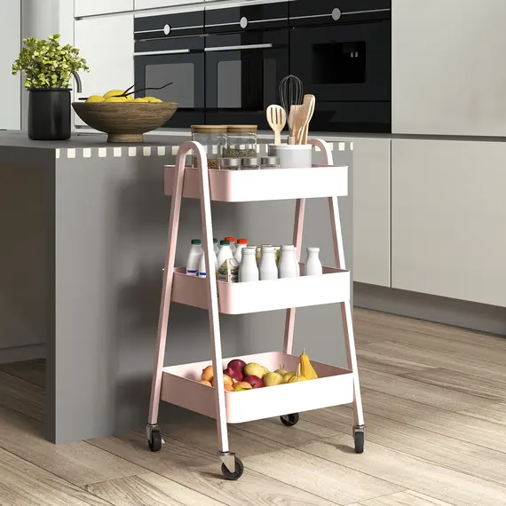 Buy Three-Tier Storage Trolley - Pink, 2 image