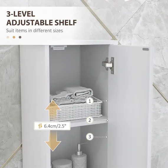 Buy Tall Bathroom Storage Cabinet with Doors, Slim Bathroom Storage Unit with Adjustable Shelves, Freestanding Bathroom Storage Unit, White, 6 image