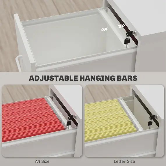 Buy Three-Drawer Modern Steel Filing Cabinet - Cream, 4 image