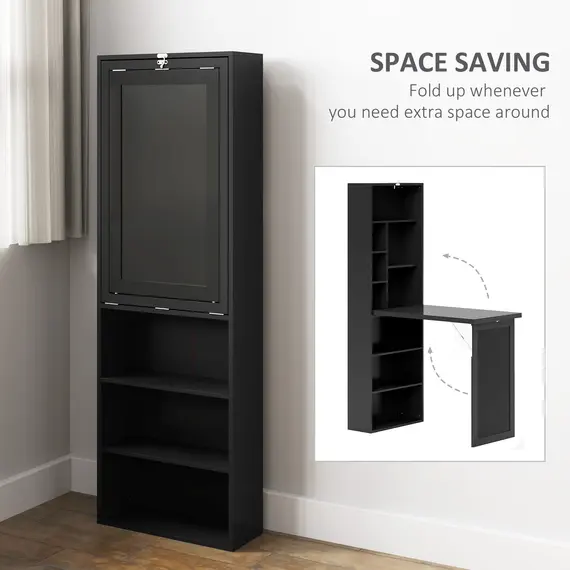 Buy Three-Part Work Desk, with Storage and Chalkboard - Black, 4 image