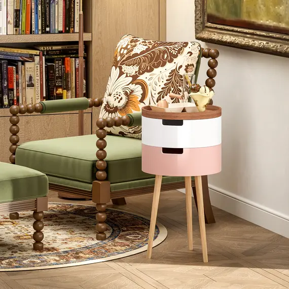 Buy Three-Tier Tray Top Side Table - Multicoloured, 7 image