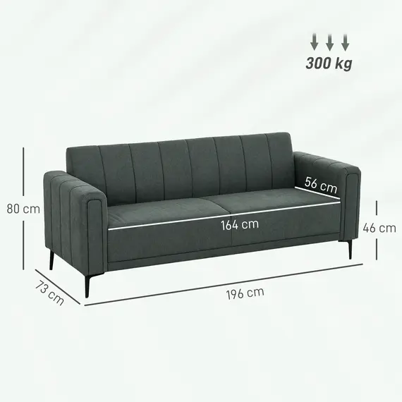 Buy Three-Seater Relaxed Modern Sofa - Grey, 3 image