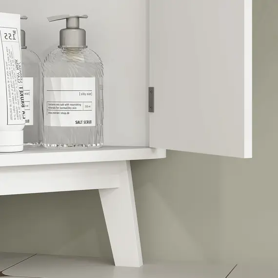 Buy Tall Bathroom Storage Cabinet, Slim Bathroom Storage Unit with Doors and Adjustable Shelves, Freestanding Bathroom Cabinet with Curved Profile Design, White, 9 image