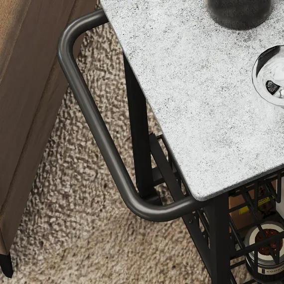 Buy Three Basket Mobile Kitchen Island, with Brakes - Grey/Black, 9 image