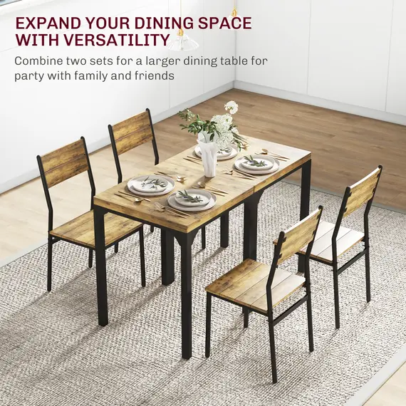 Buy Three-Piece Minimal and Compact Dining Set, Rustic Brown, 7 image