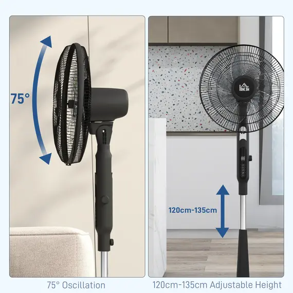 Buy Three Mode Pedestal Fan, with Insect Repellant Box and LED Panel - Black, 5 image