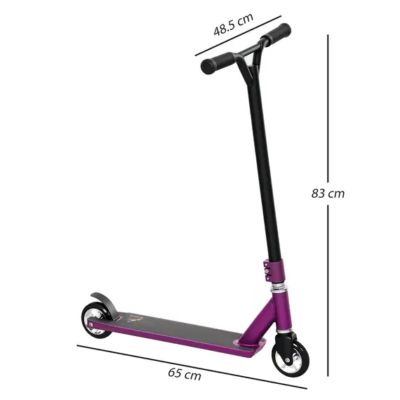 Buy Stunt Scooter, 360° Entry Level Tricks Scooter w/ Lightweight Aluminium Deck and ABEC 7 Bearing, For Age 14+ Beginners, Purple, 3 image