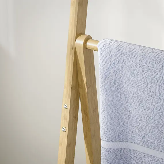 Buy Three-Shelf Bamboo Storage Unit, with Towel Racks - Natural Finish, 9 image