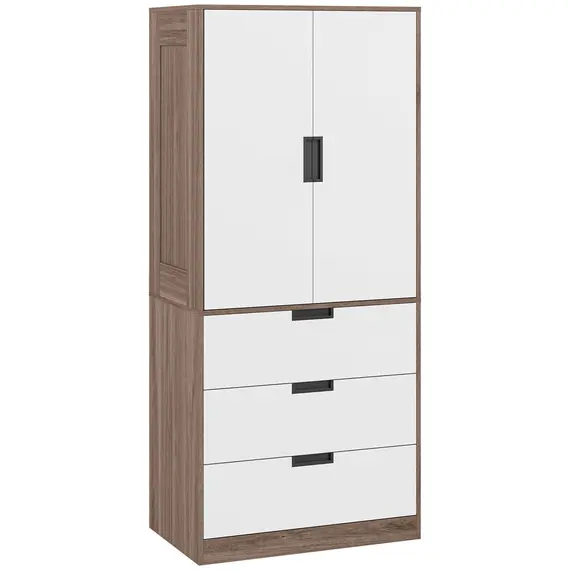 Buy Two Door, Two Drawer Wardrobe - White/Brown
