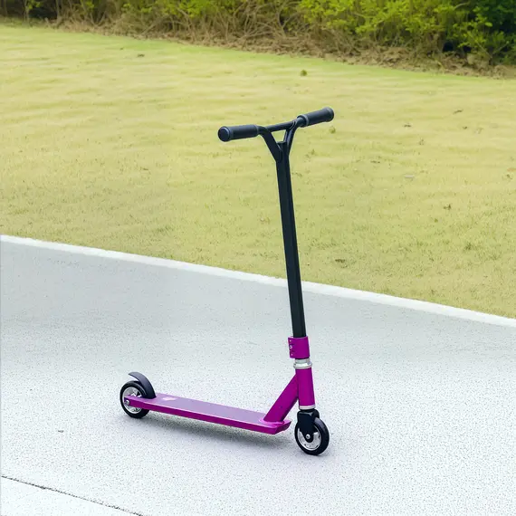 Buy Stunt Scooter, 360° Entry Level Tricks Scooter w/ Lightweight Aluminium Deck and ABEC 7 Bearing, For Age 14+ Beginners, Purple, 9 image