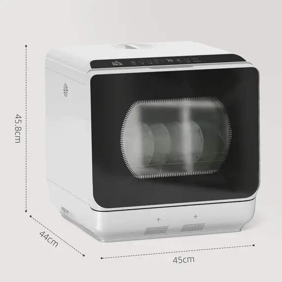 Buy Table Top Dishwasher, Mini Countertop Dishwasher with Built-in 6L Water Tank, 6 Programs, Touch Control, LED Display, 4 Place Settings, Dual Water Supply and Fruit Wash Mode, Silver Tone, 3 image