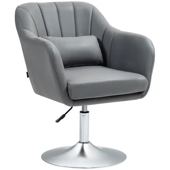 Buy Swivel Microfibre Accent Chair for Living Room Contemporary Vanity Armchair with Adjustable Height Thick Cushion Lumbar Support Armrest for Bedroom Office Dark Grey
