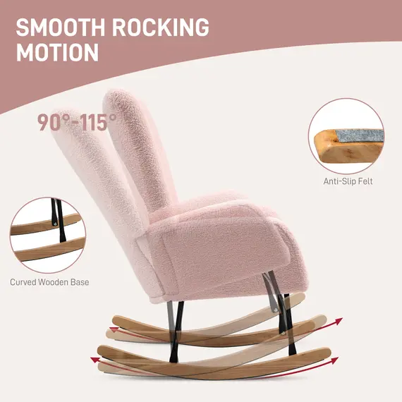 Buy Teddy Fleece Rocking Chair - Pink, 4 image