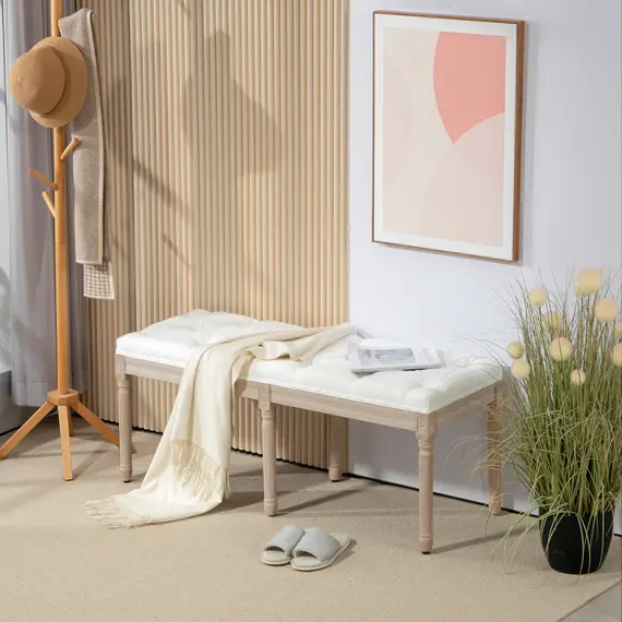 Buy Vintage French Look Bed End Bench - Cream White, 2 image