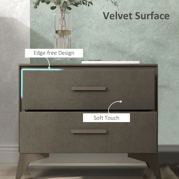 Buy Velvet-Feel Chest of Two Drawers - Brown, 4 image