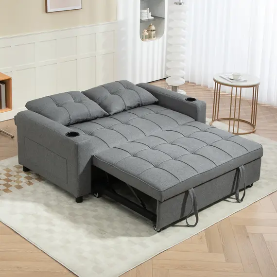 Buy Two-Seater Pull-Out Sofa Bed - Charcoal Grey, 8 image