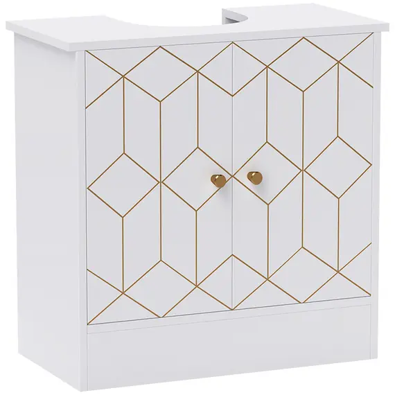 Buy Under Sink Bathroom Cabinet, Under Sink Cabinet with Adjustable Shelf and Open Compartment for Basin with or without Pedestal, 60 x 30 x 60cm, White