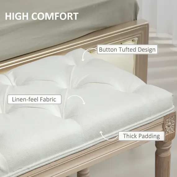 Buy Vintage French Look Bed End Bench - Cream White, 4 image
