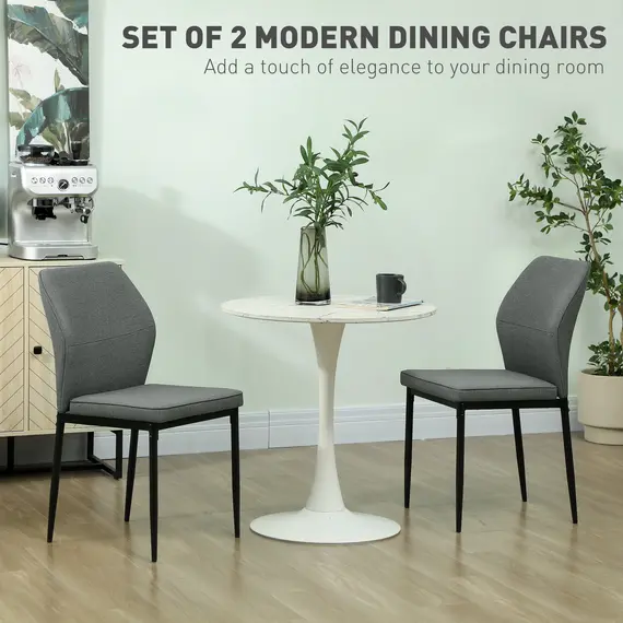 Buy Velvet Dining Chairs Set of 2, Modern Upholstered Kitchen Chairs with Metal Legs, Curved Back and Padded Seat, Armless Side Chairs for Dining Room, Bedroom, Living Room, Grey, 4 image