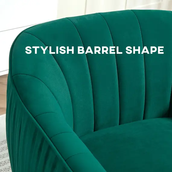Buy Velvet-Feel Shell Back Accent Chair - Green, 6 image