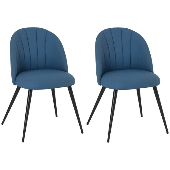 Buy Velvet Dining Chairs Set of 2, Modern Upholstered Kitchen Chairs with Metal Legs, Shell Backrest and Padded Seat for Dining Room, Bedroom, Living Room, Vanity, Blue