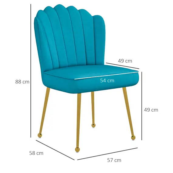 Buy Velvet-Feel Shell Accent Chair - Blue, 3 image