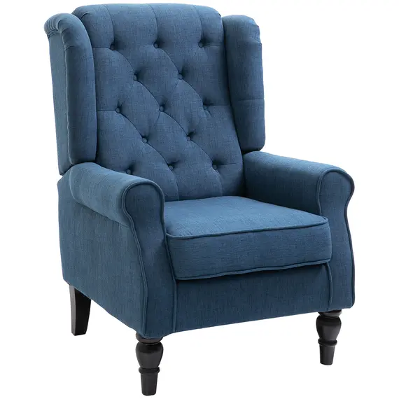 Buy Wingback Accent Chair, Retro Upholstered Button Tufted Occasional Chair for Living Room and Bedroom, Blue