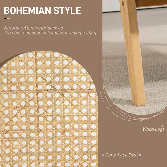 Buy Wooden Rattan Weave Panel Accent Chair - Natural Finish, 4 image