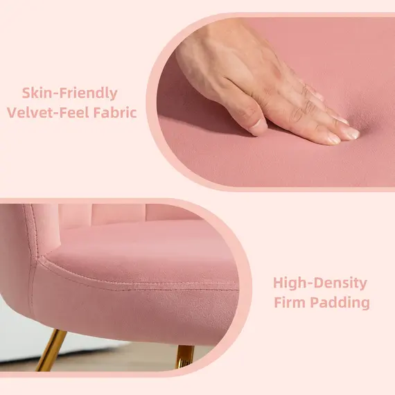 Buy Velvet-Feel Lotus Petal Accent Chair - Pink, 5 image