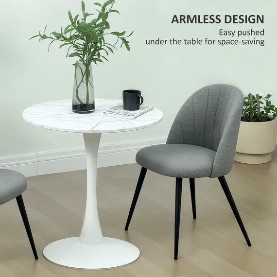 Buy Velvet Dining Chairs Set of 2, Modern Upholstered Kitchen Chairs with Metal Legs, Shell Backrest and Padded Seat for Dining Room, Bedroom, Living Room, Vanity, Grey, 7 image