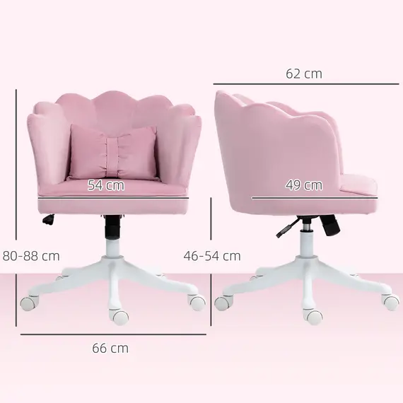 Buy Velvet-Feel Petal Back Office Chair - Pink, 3 image
