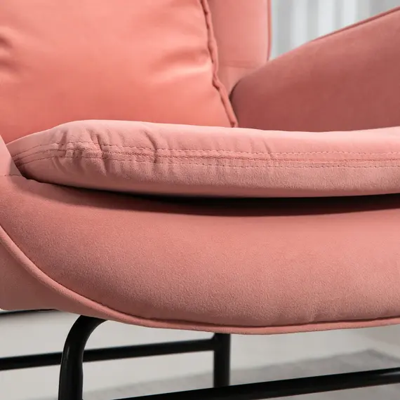 Buy Velvet-Feel Rocking Armchair - Pink, 8 image