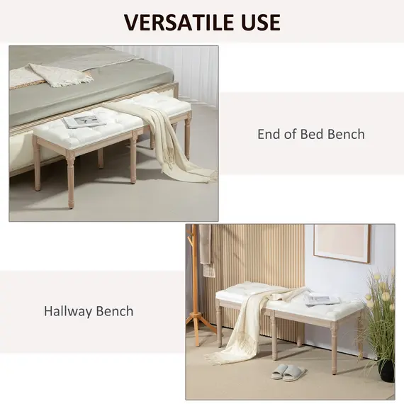 Buy Vintage French Look Bed End Bench - Cream White, 6 image