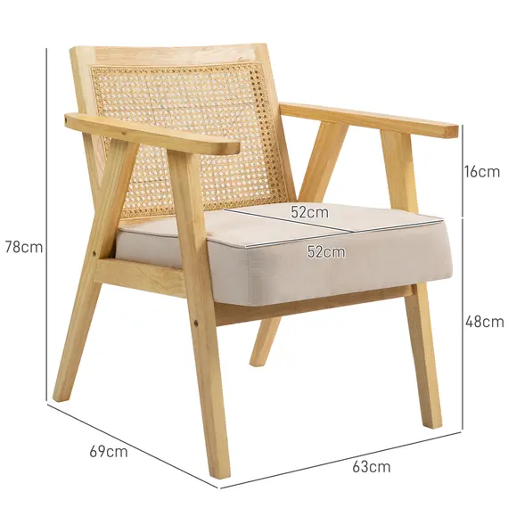 Buy Wooden Rattan Weave Panel Accent Chair - Natural Finish, 3 image
