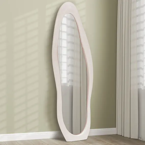 Buy Wavy Velvet-Feel Full Length Mirror - Light Pink