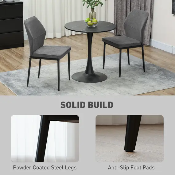 Buy Velvet Dining Chairs Set of 2, Modern Upholstered Kitchen Chairs with Metal Legs, Curved Back and Padded Seat, Armless Side Chairs for Dining Room, Bedroom, Living Room, Grey, 6 image