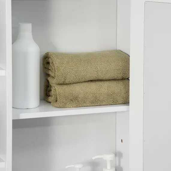 Buy Wall Mounted Bathroom Cabinet with Mirror Single Door Storage Organizer 2-tier Inner Shelves White, 9 image