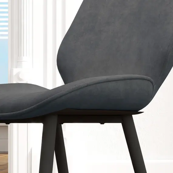 Buy Velvet Dining Chairs, Set of 2 Dining Room Chairs with Metal Legs for Living Room, Dining Room, Grey, 8 image