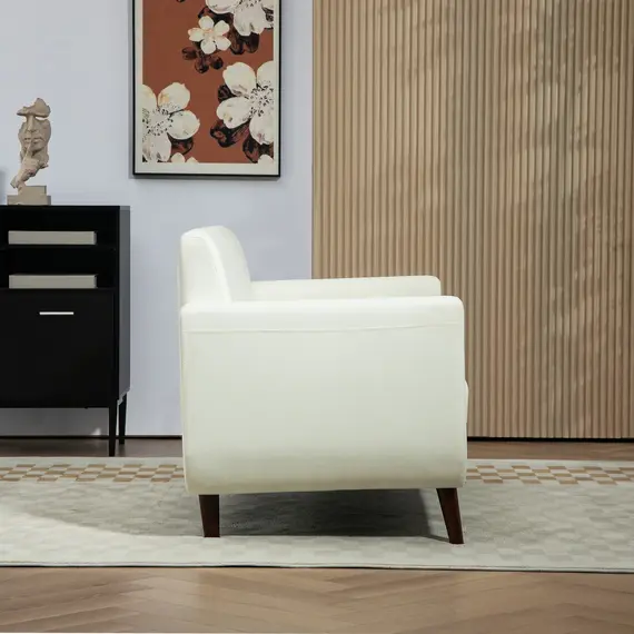 Buy Two-Seater Linen-Look Sofa - Cream, 7 image