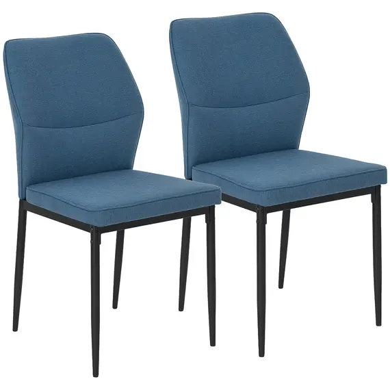 Buy Velvet Dining Chairs Set of 2, Modern Upholstered Kitchen Chairs with Metal Legs, Curved Back and Padded Seat, Armless Side Chairs for Dining Room, Bedroom, Living Room, Blue