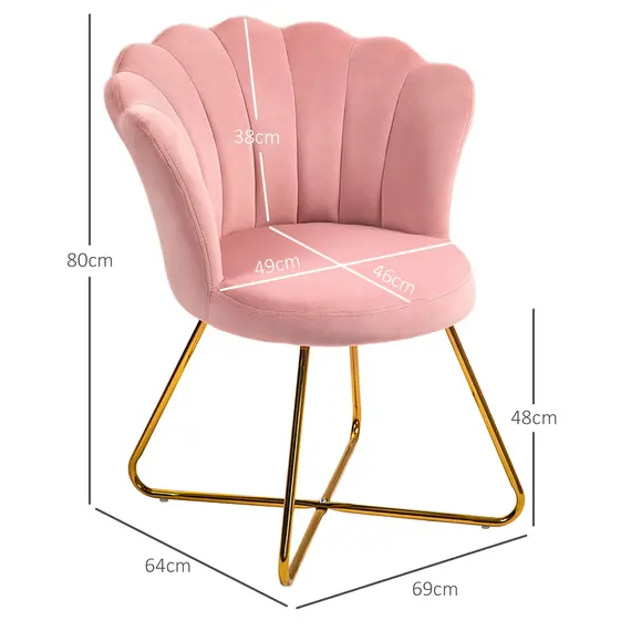 Buy Velvet-Feel Lotus Petal Accent Chair - Pink, 3 image