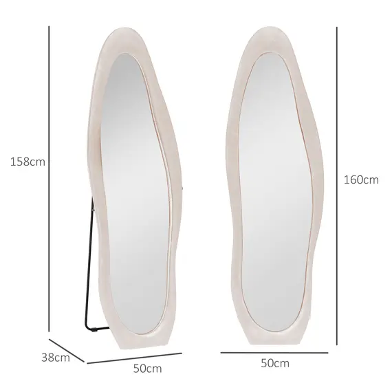 Buy Wavy Velvet-Feel Full Length Mirror - Light Pink, 3 image