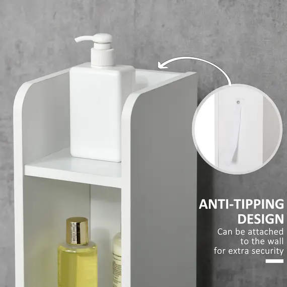 Buy Modern Bathroom Storage Cabinet, Freestanding Tall Bathroom Cabinet with Open Shelves and 3 Cupboards with Door, for Bedroom Hallway, White, 6 image