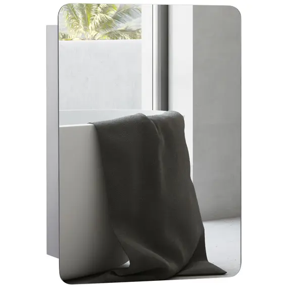Buy Bathroom Storage Cabinet w/Sliding Mirror Door, Wall Mounted Bathroom Cabinet with 3 Shelves, Stainless Steel Frame, 46W x 66H cm
