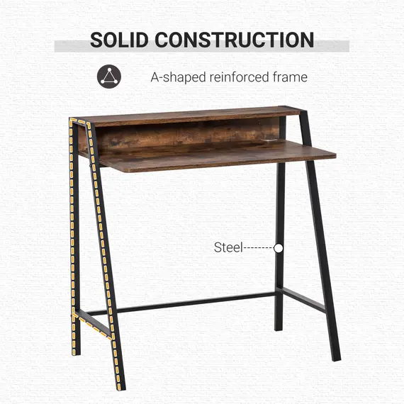 Buy Writing Desk Computer Table Home Office PC Laptop Workstation Storage Shelf 84L x 45W cm Rustic Brown, 5 image